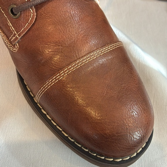 Dexter faux brown leather faux Sherpa lined ankle boots lace up & zip up Size 9 - Picture 12 of 16